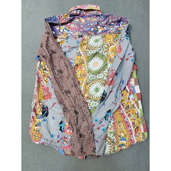 EUC Rare Desigual Happy Patchwork Button UP Shirt Men MED Floral Paisley  Print - Picture 6 of 6